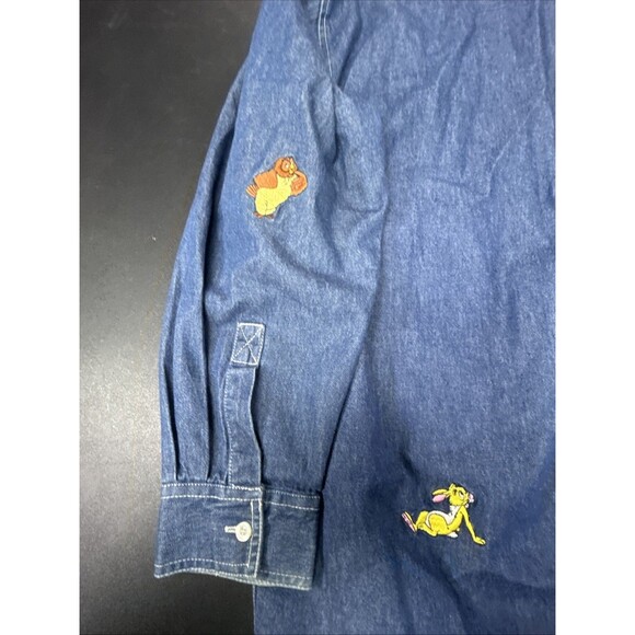 VTG Disney Store Winnie The Pooh Denim Button Up Shirt LS Embroidered Womens XXL - Picture 12 of 14